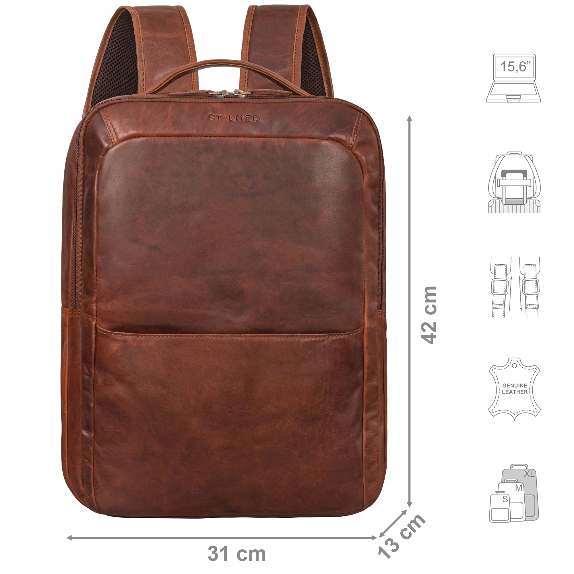 Leder Herren Rucksack Braun Groß