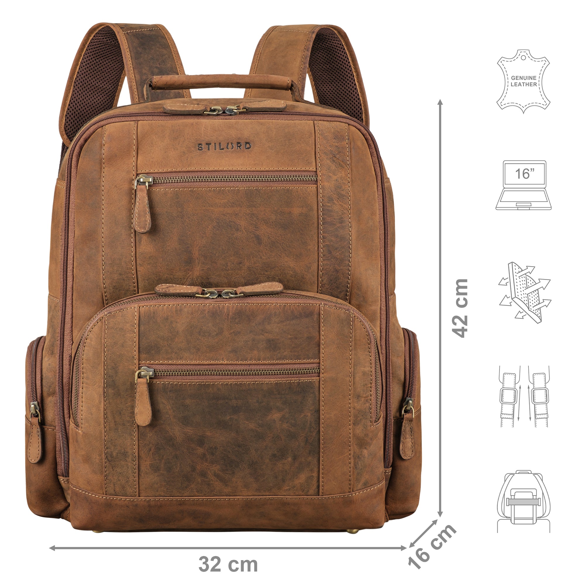 Rucksack Arbeit Leder braun