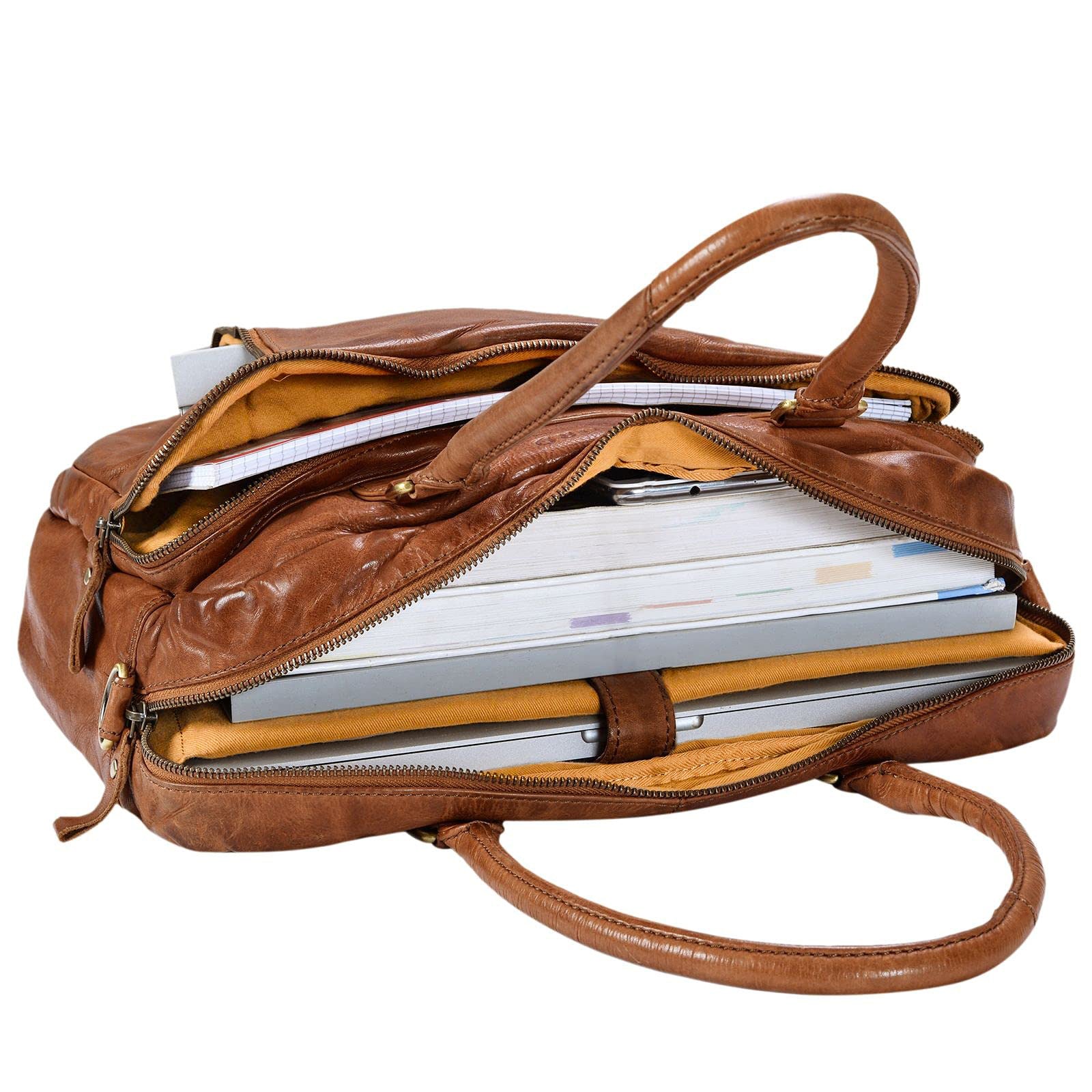Leder Handtasche Aktentasche Vintage