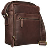 "Nathan" Pequena Bolsa Masculina de Couro Marrom Vintage para Ombro