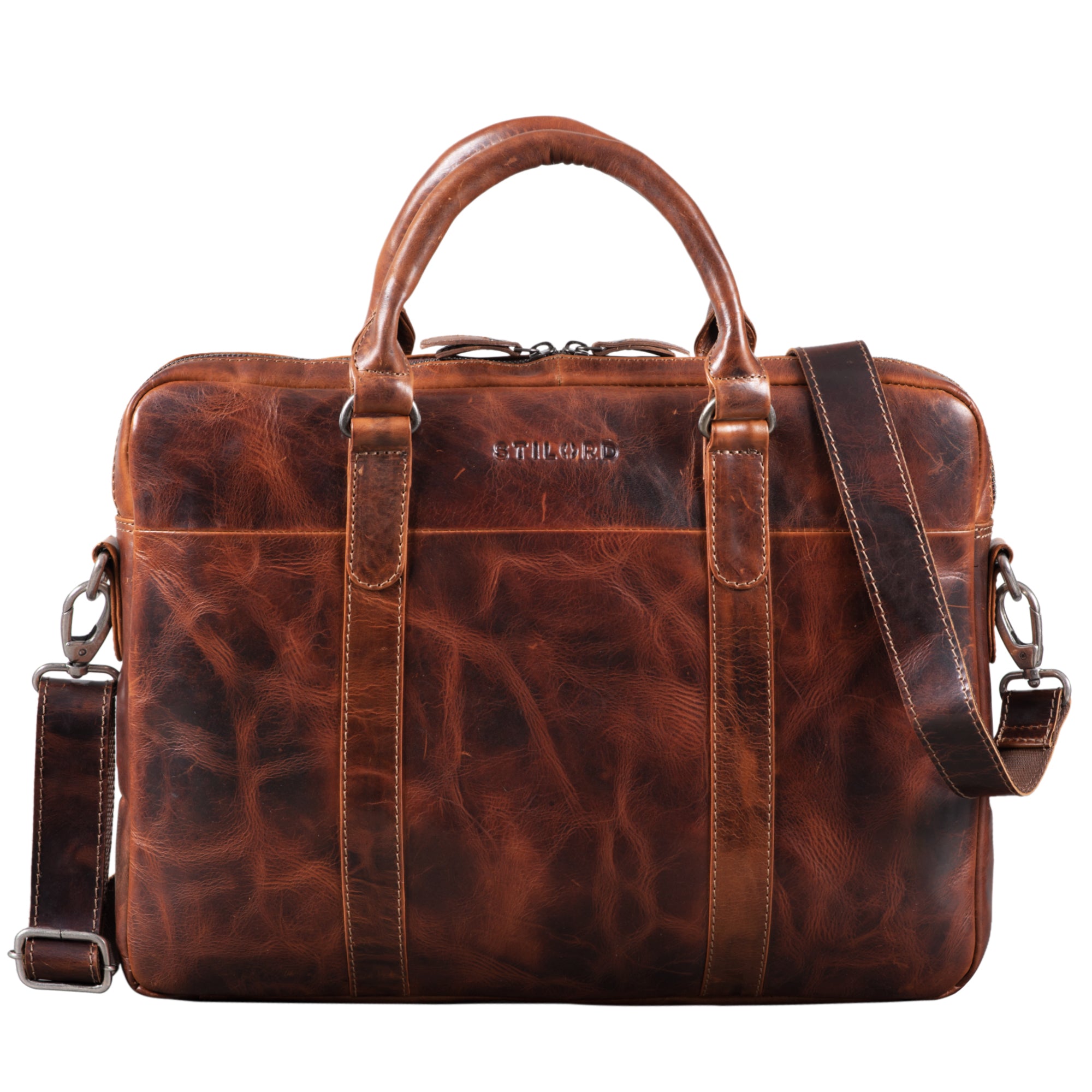 Ledertasche Umhaengetasche hochwertig Business Herr Dame gross rot-braun