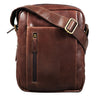 "Irving" Bolsa Vintage Couro Marrom Pequena para Ombro 10.1 Polegadas