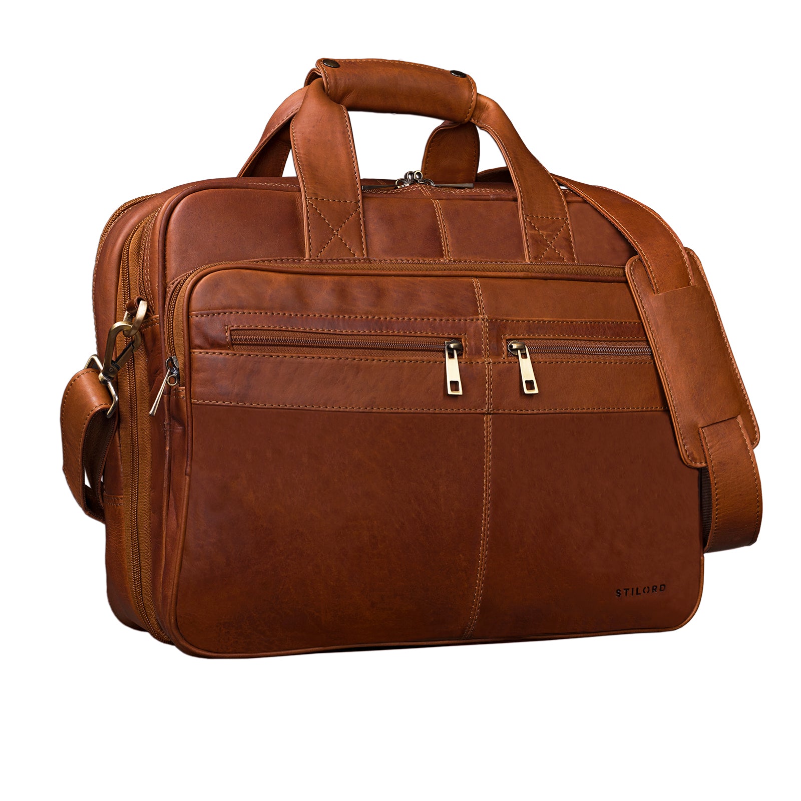 Lehrertasche Männer Leder cognac braun
