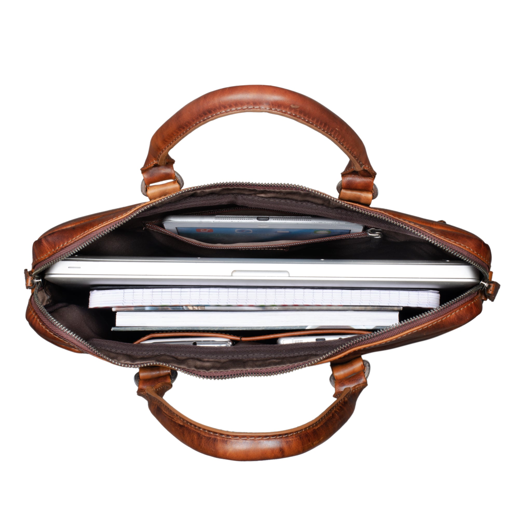 Maennertasche praktisch flexibel Buero Stauraum dunkelrot-braun