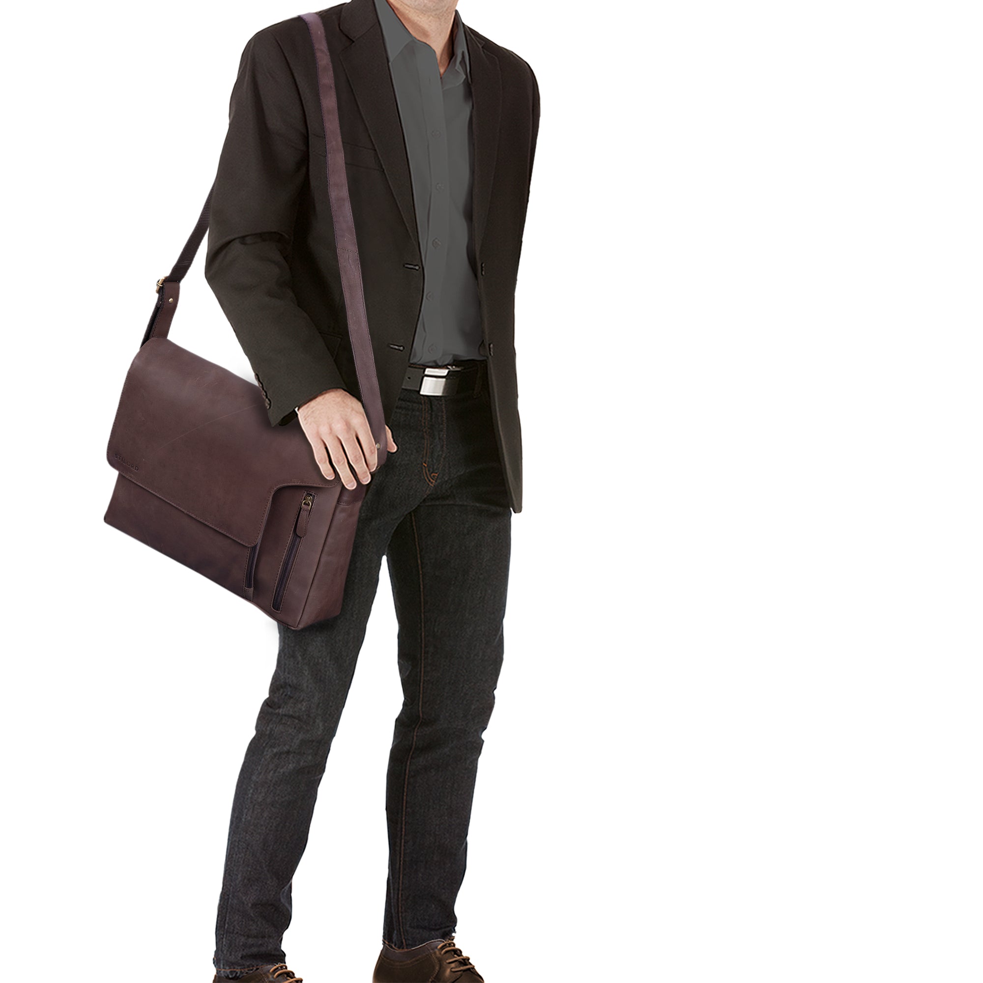 Leder Laptoptasche Messenger Bag Herren