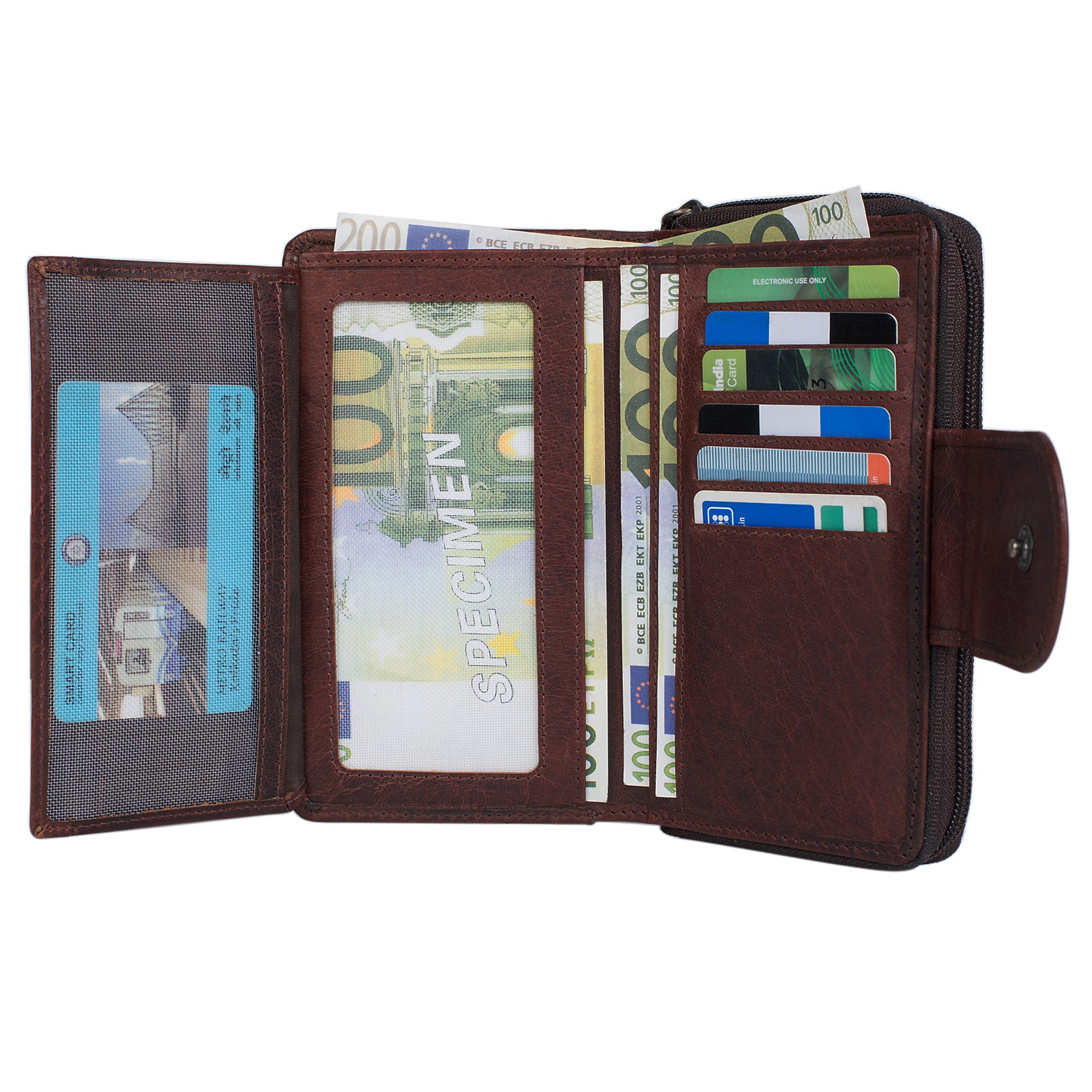 Portemonnaie Damen Leder dunkel braun