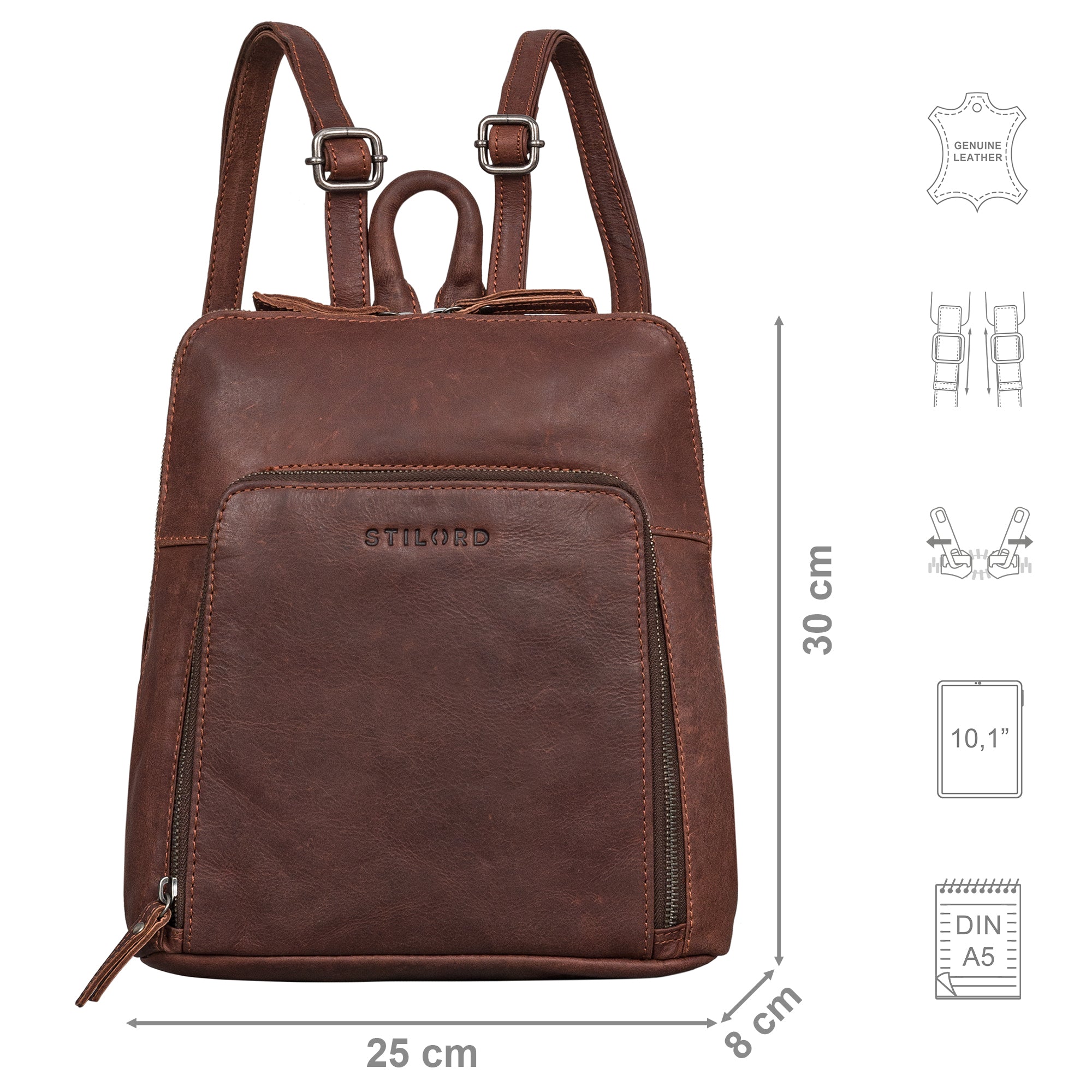 brauner Vintage Rucksack Damen Leder klein