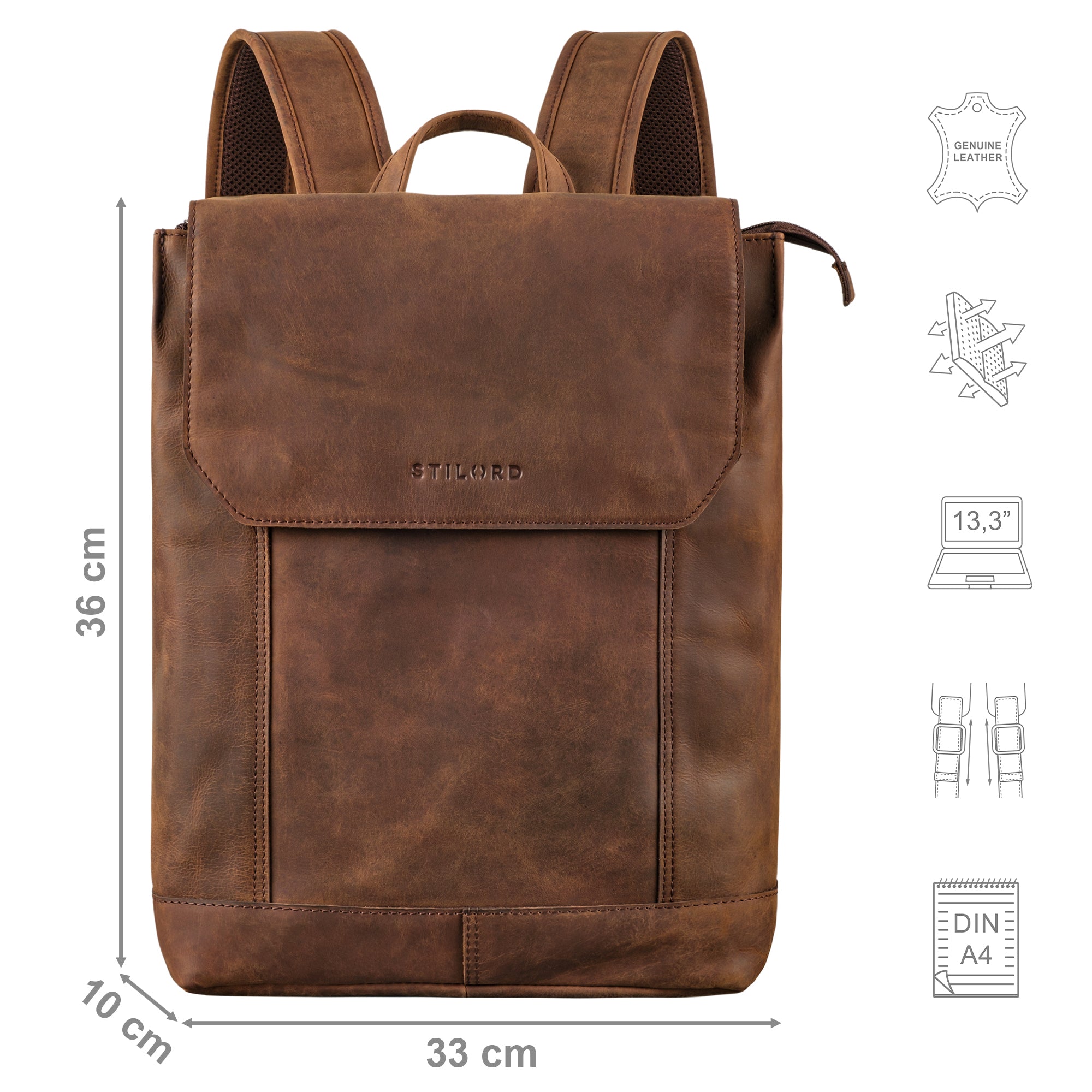 Herren Rucksack Leder braun