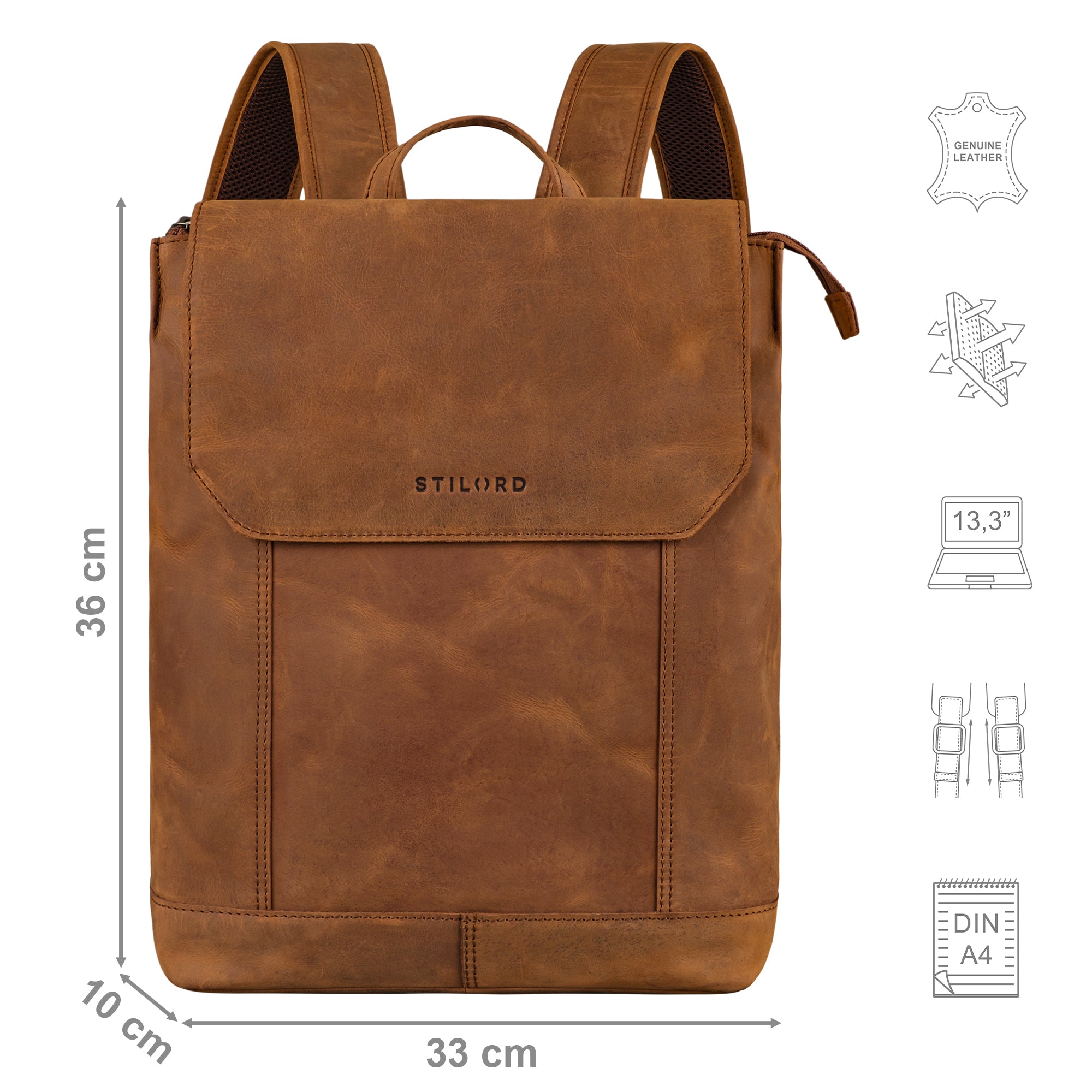 Herren Rucksack Leder cognac