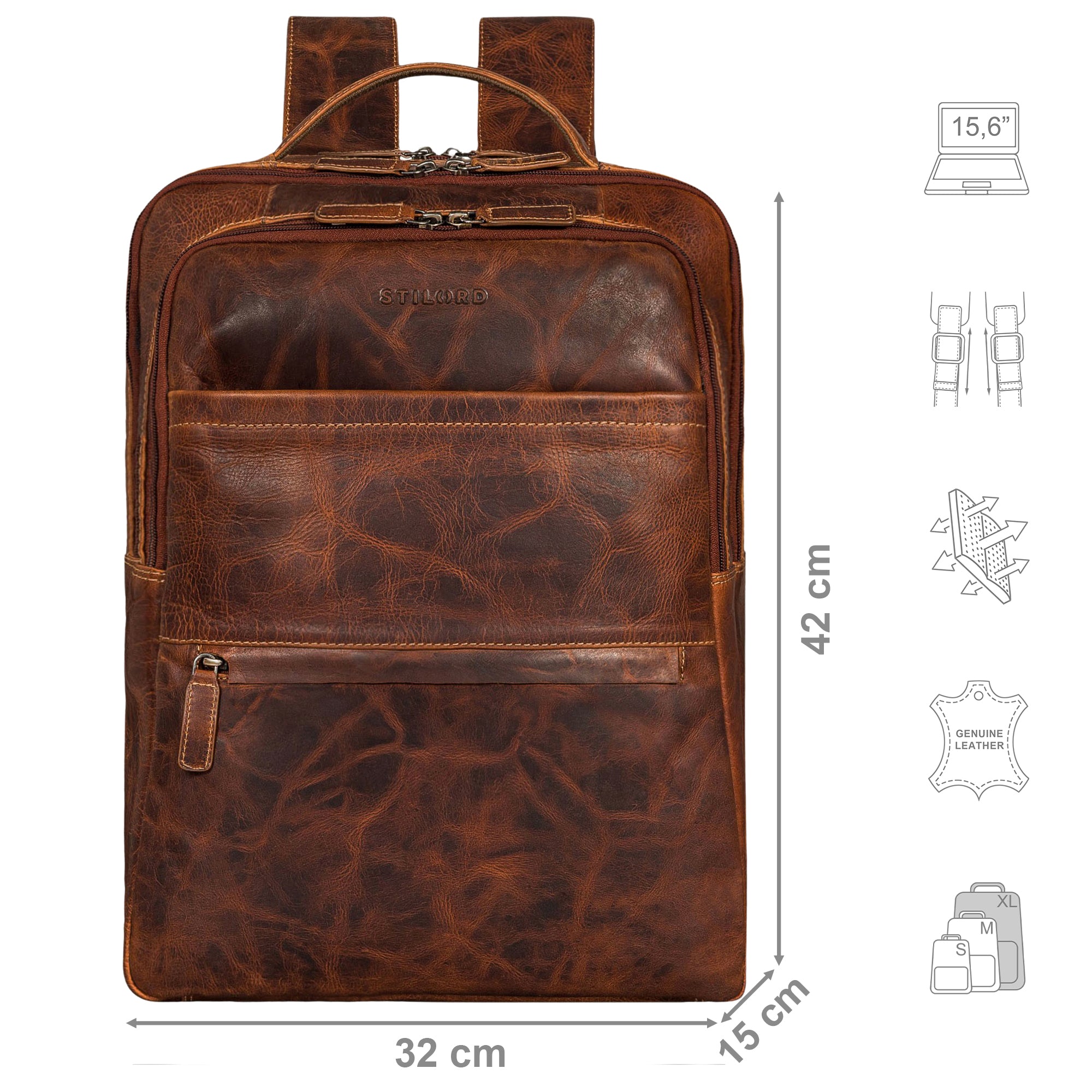 Lederrrucksack Office cognac groß