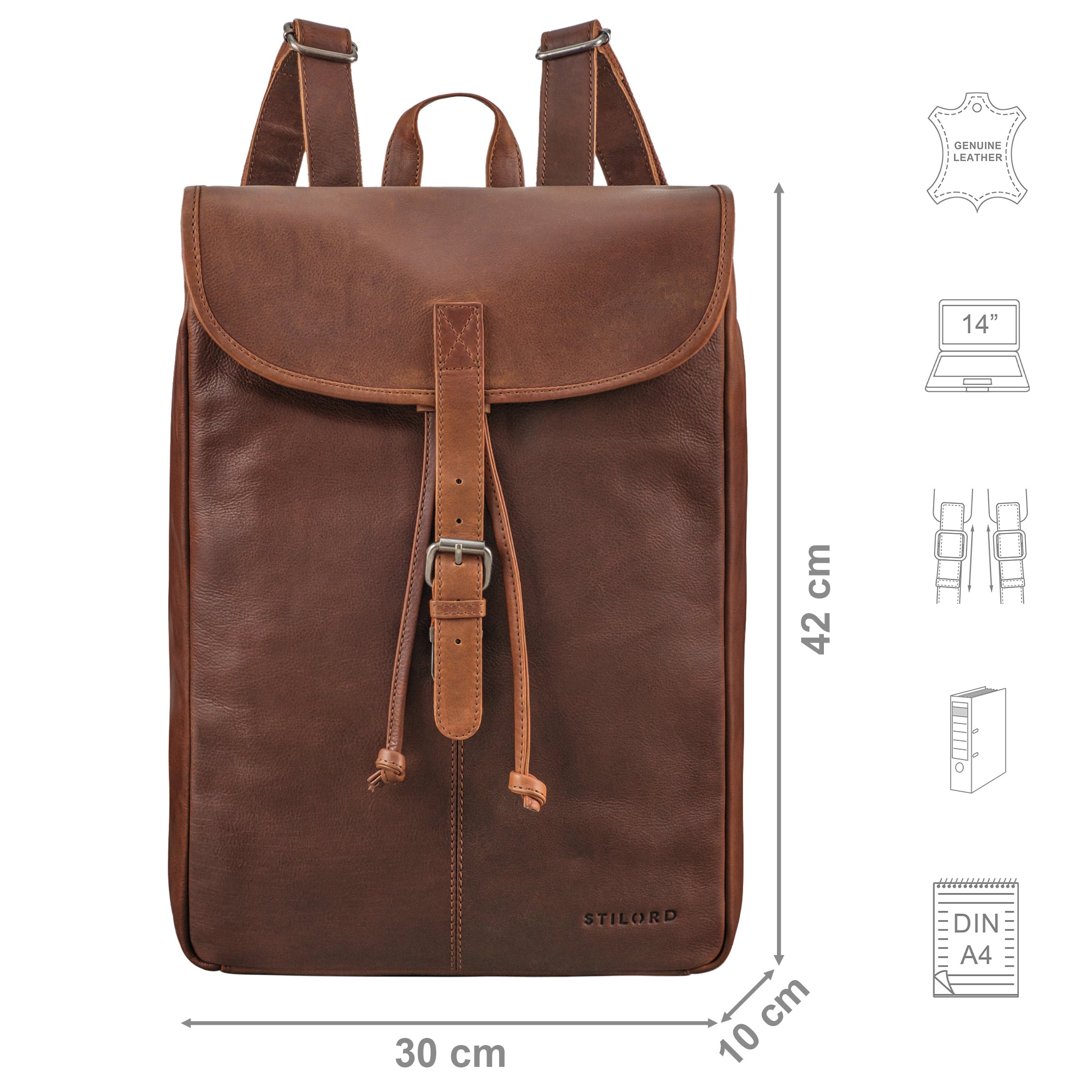 Lederrucksack Damen braun