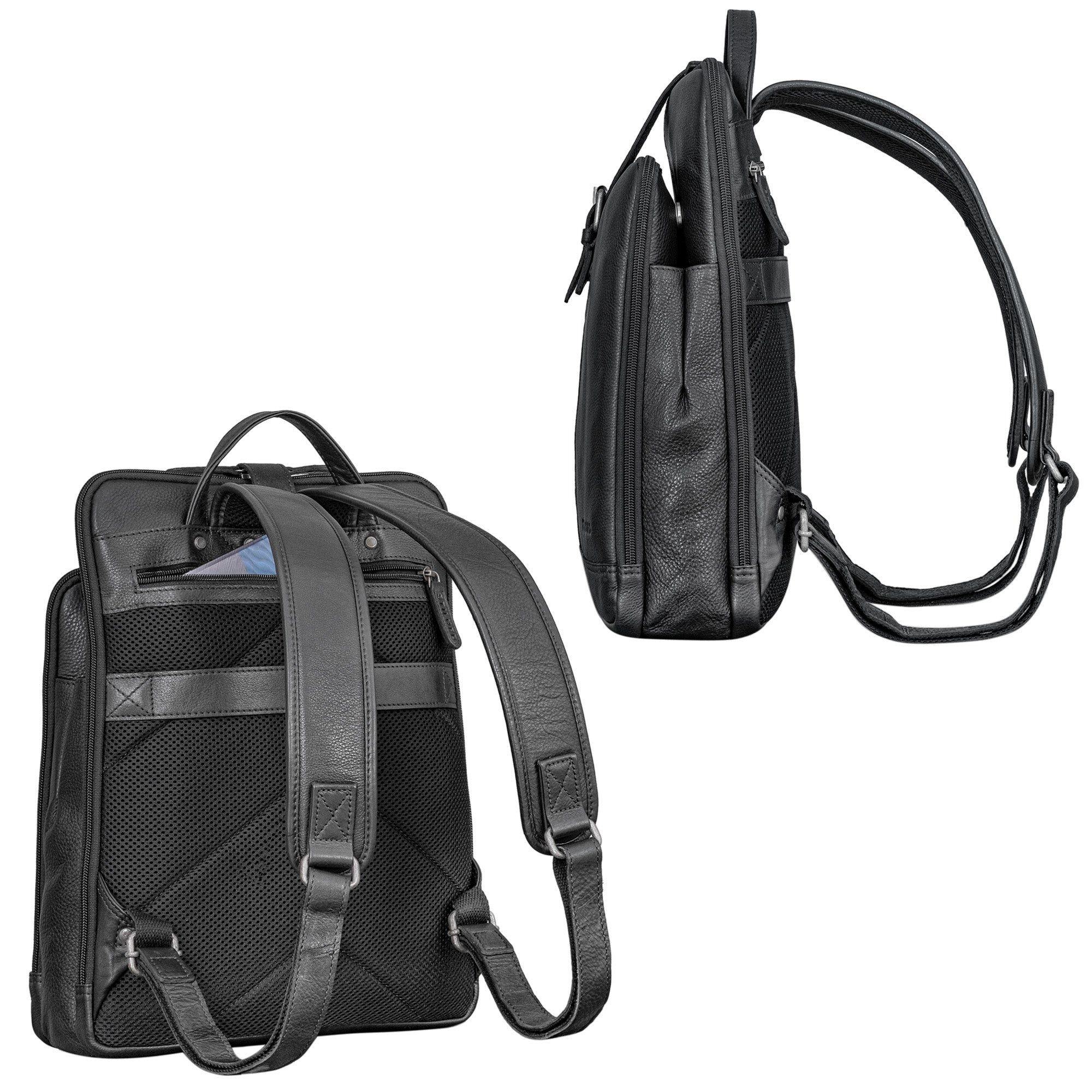 Herren Rucksack Leder schwarz