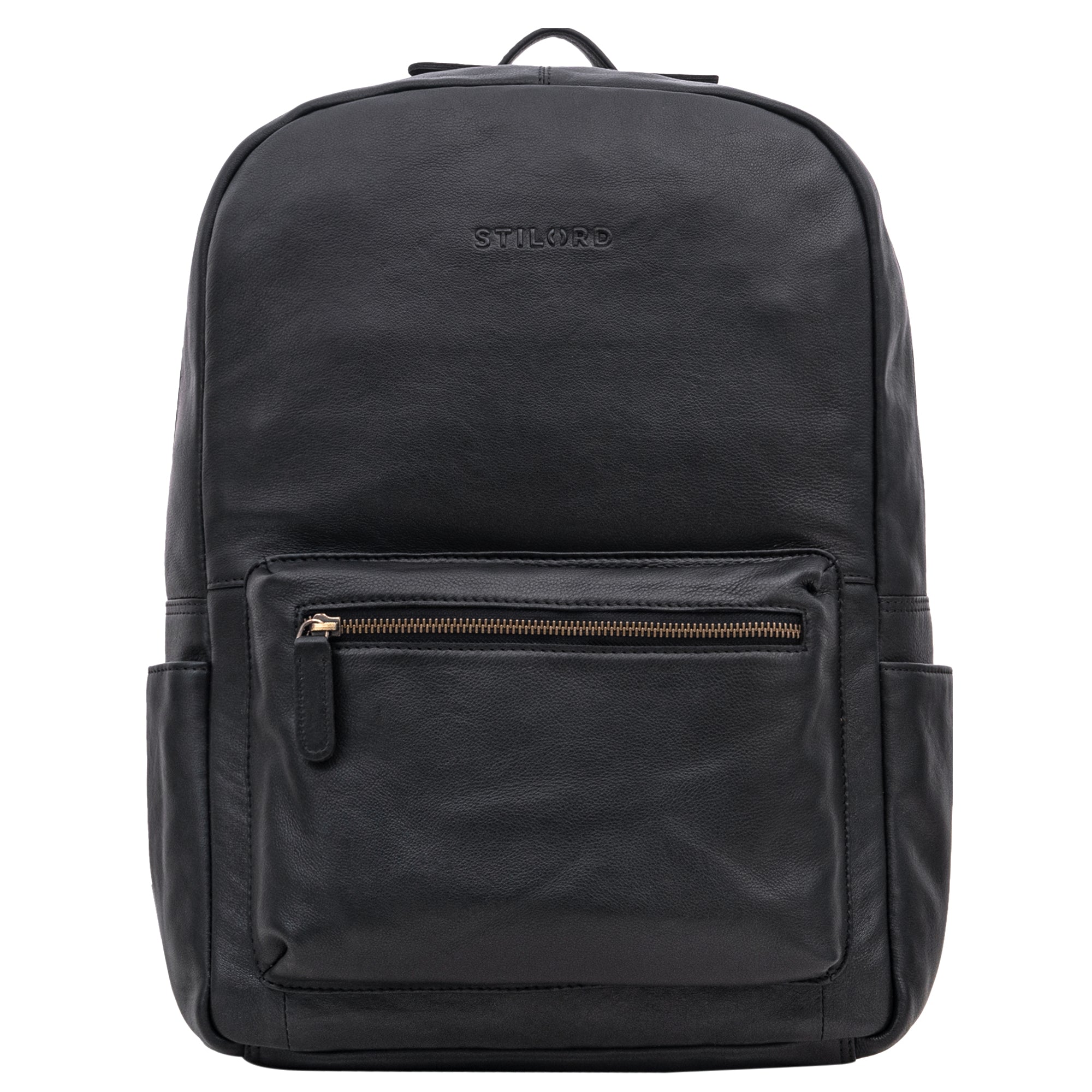Großer Lederrucksack Schule schwarz Damen und Herren