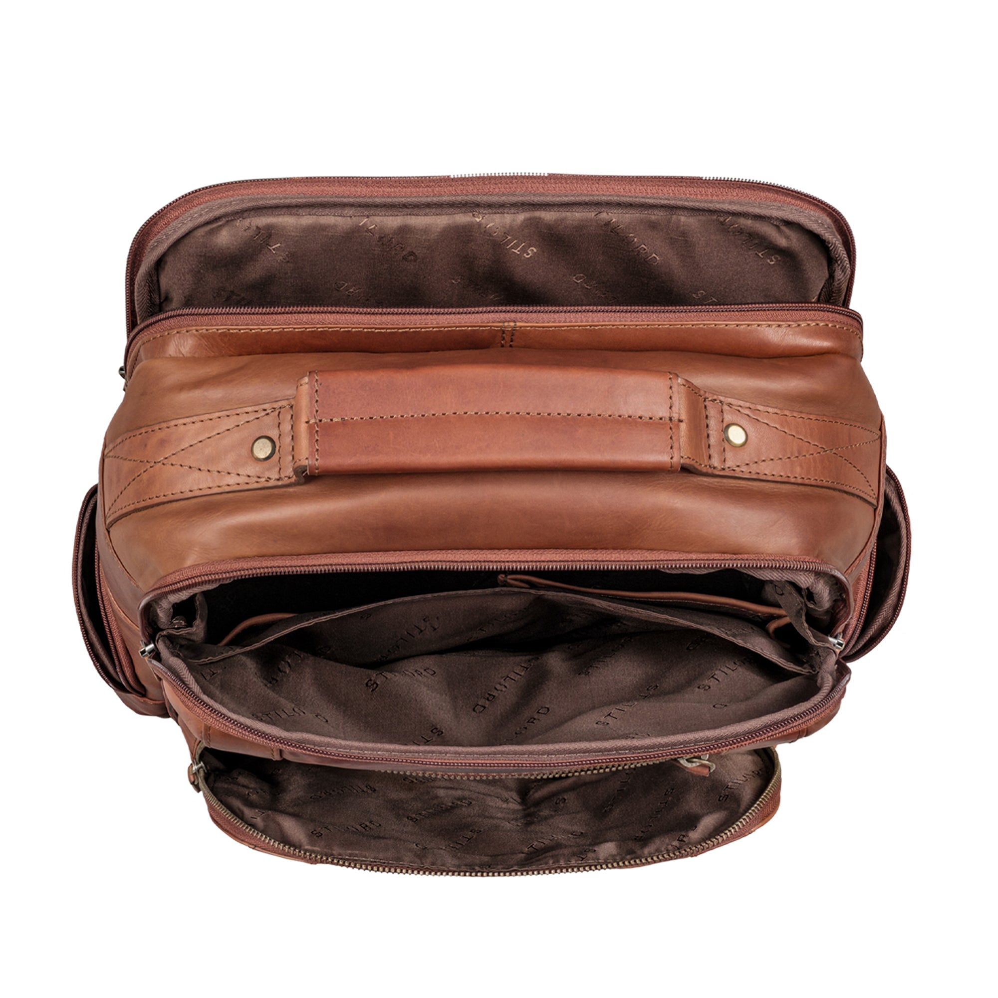 großer Leder Rucksack cognac