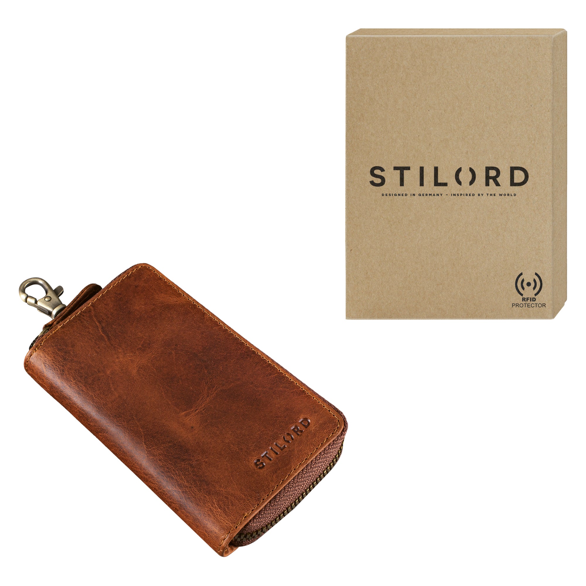 Mini Leder Portemonnaie Herren Brieftasche braun