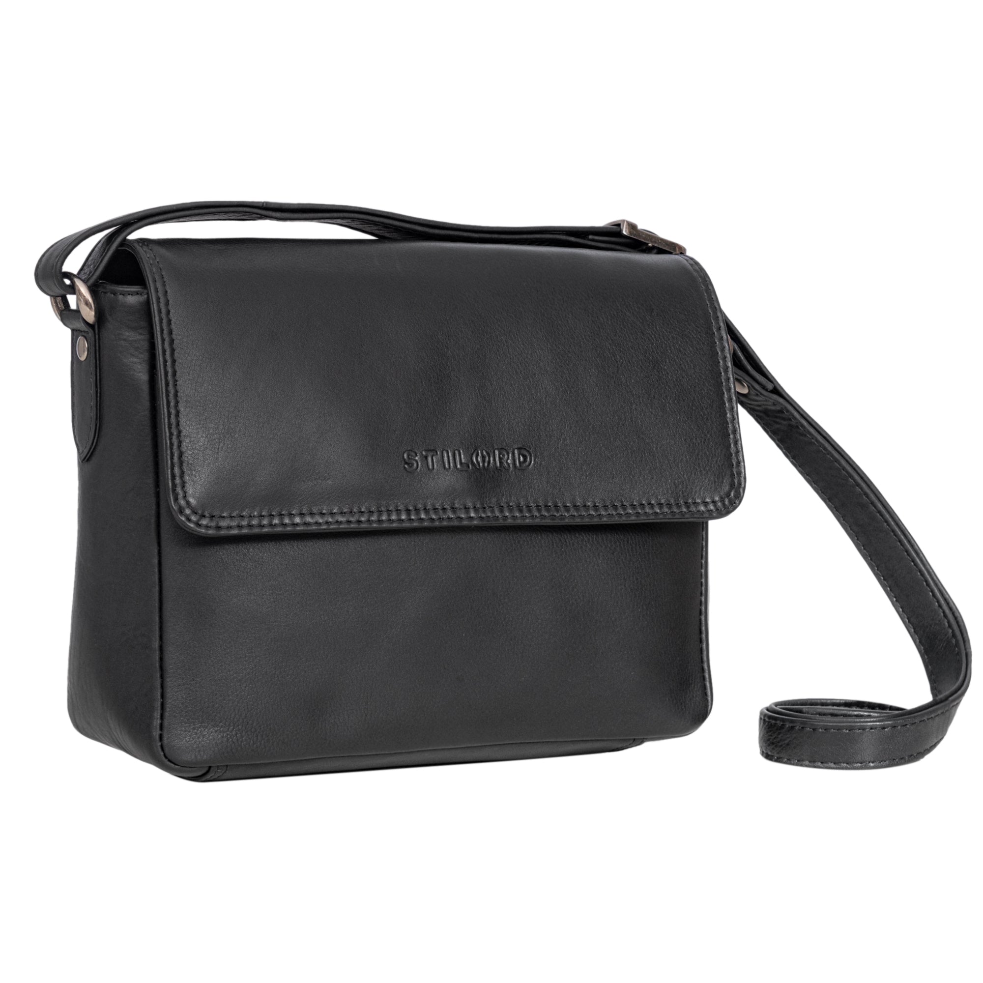 Damen Schultertasche schwarzes Leder