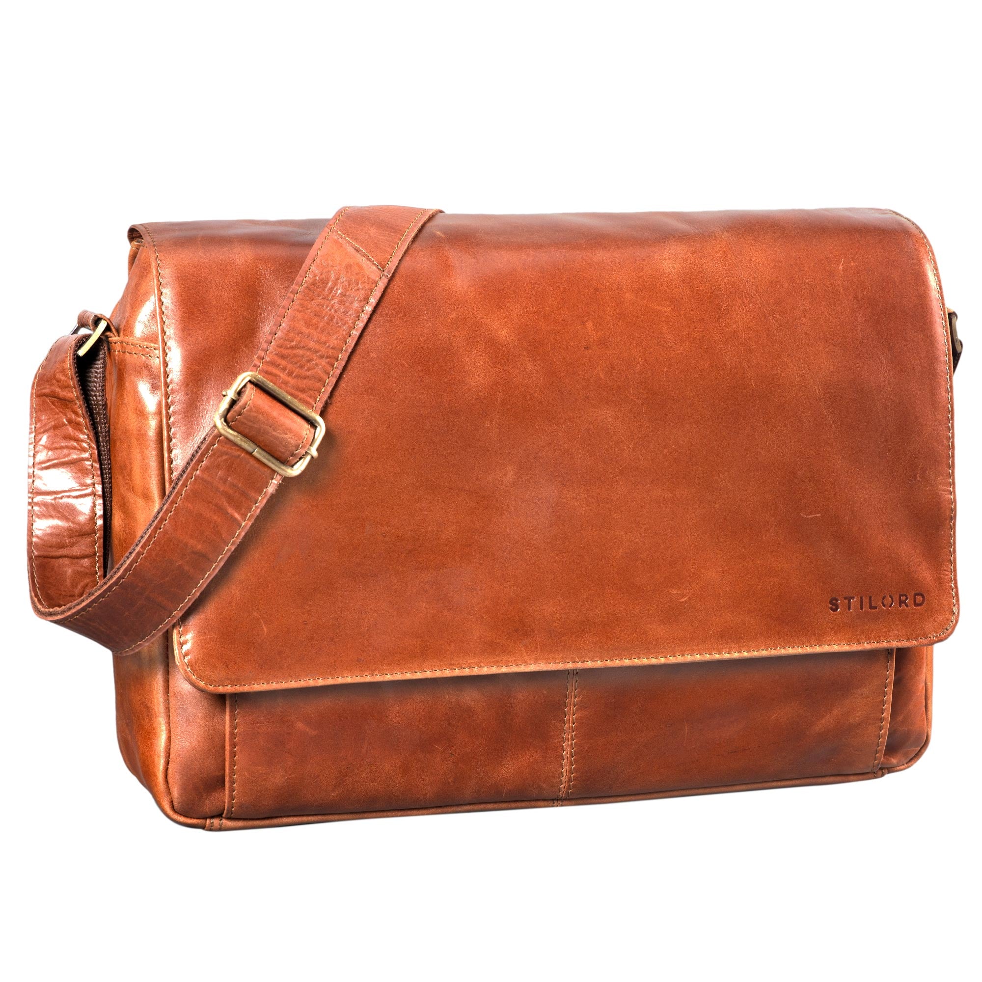 Schultertasche Männer Echtleder braun