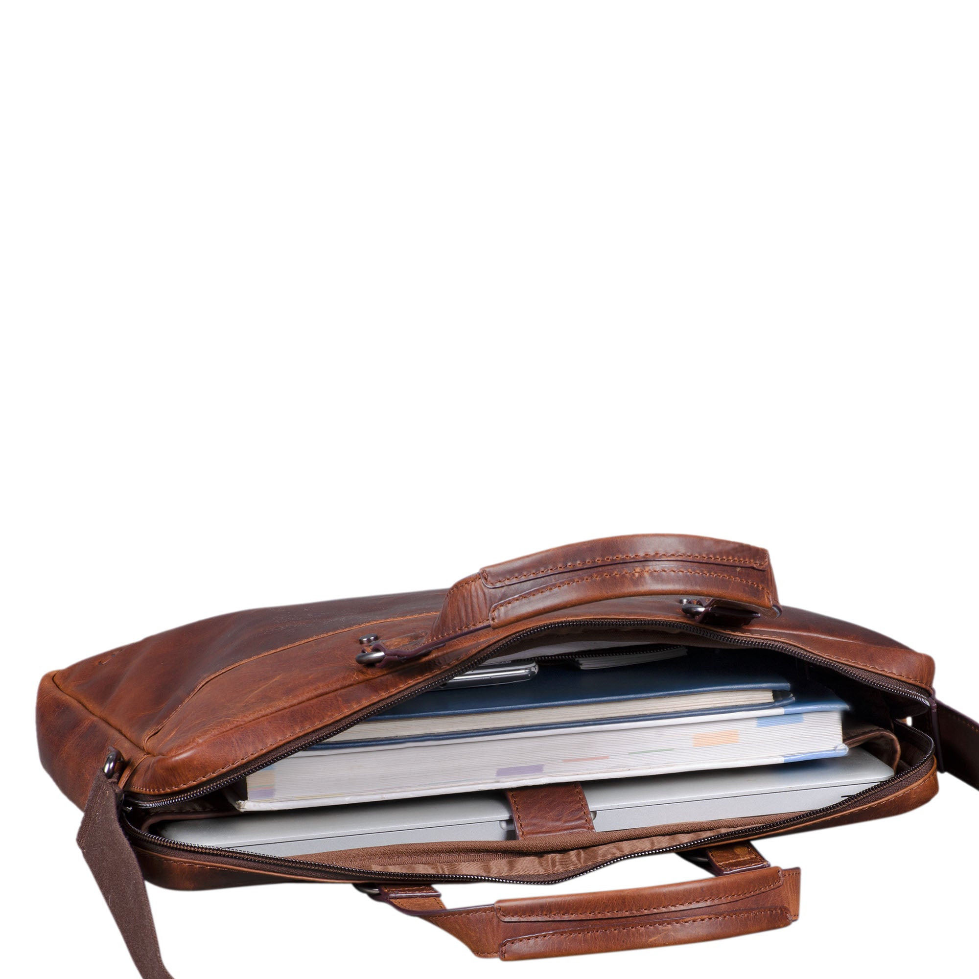 Leder Schultertasche Vintage XL