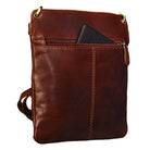 Schultertasche Schultergurt Leder dunkel braun