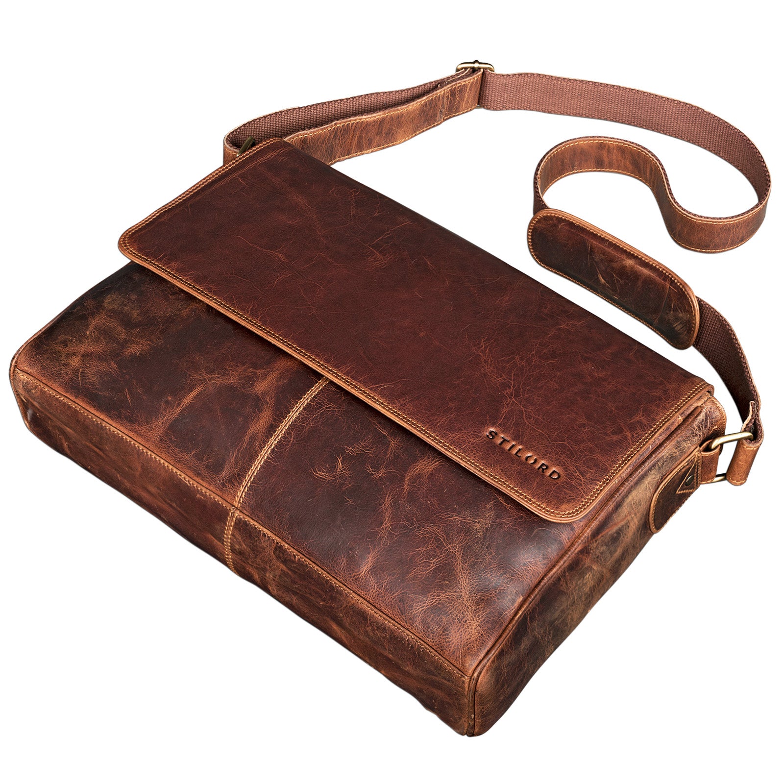 Schultertasche Echt Leder braun