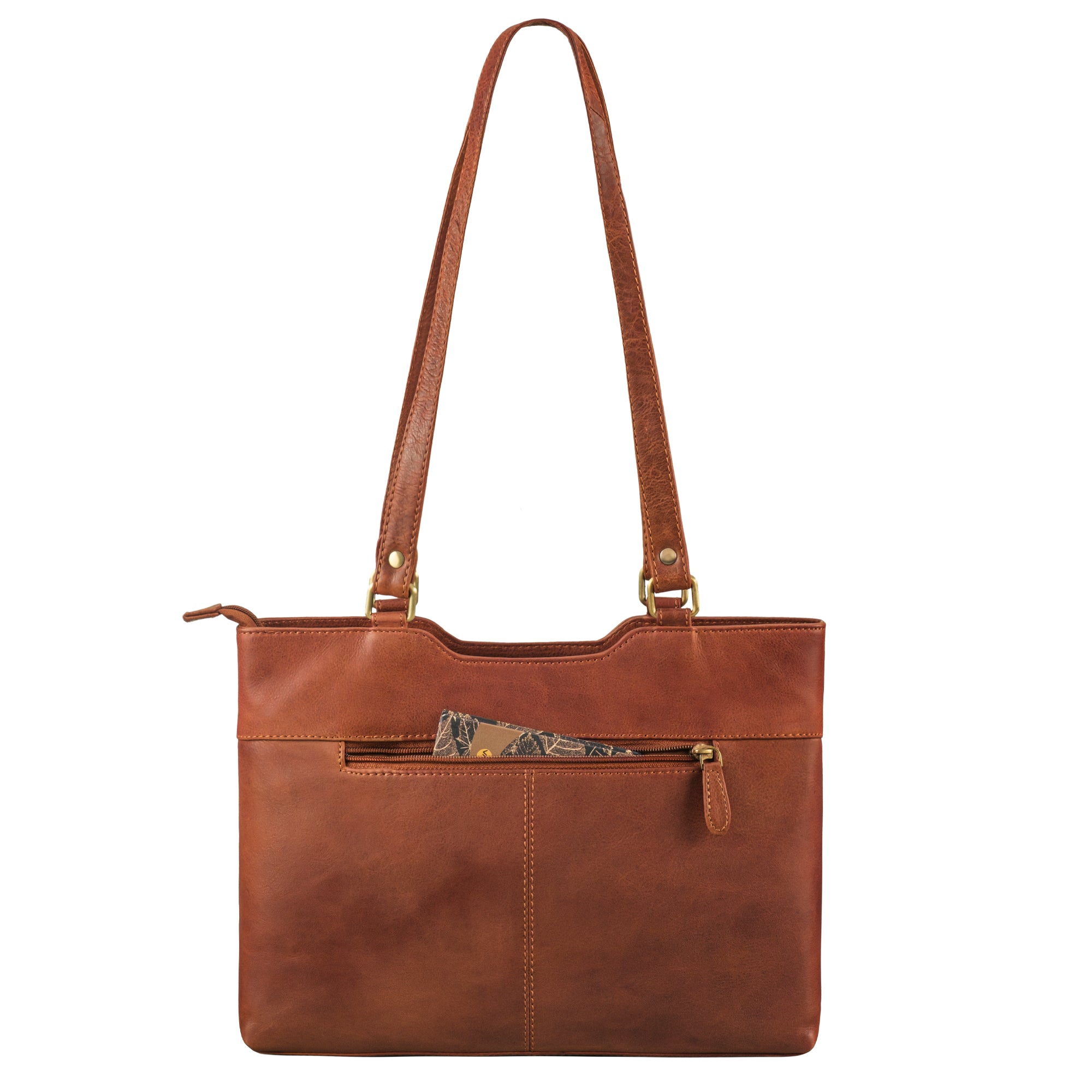 Schultertasche Leder Damen geflochten cognac