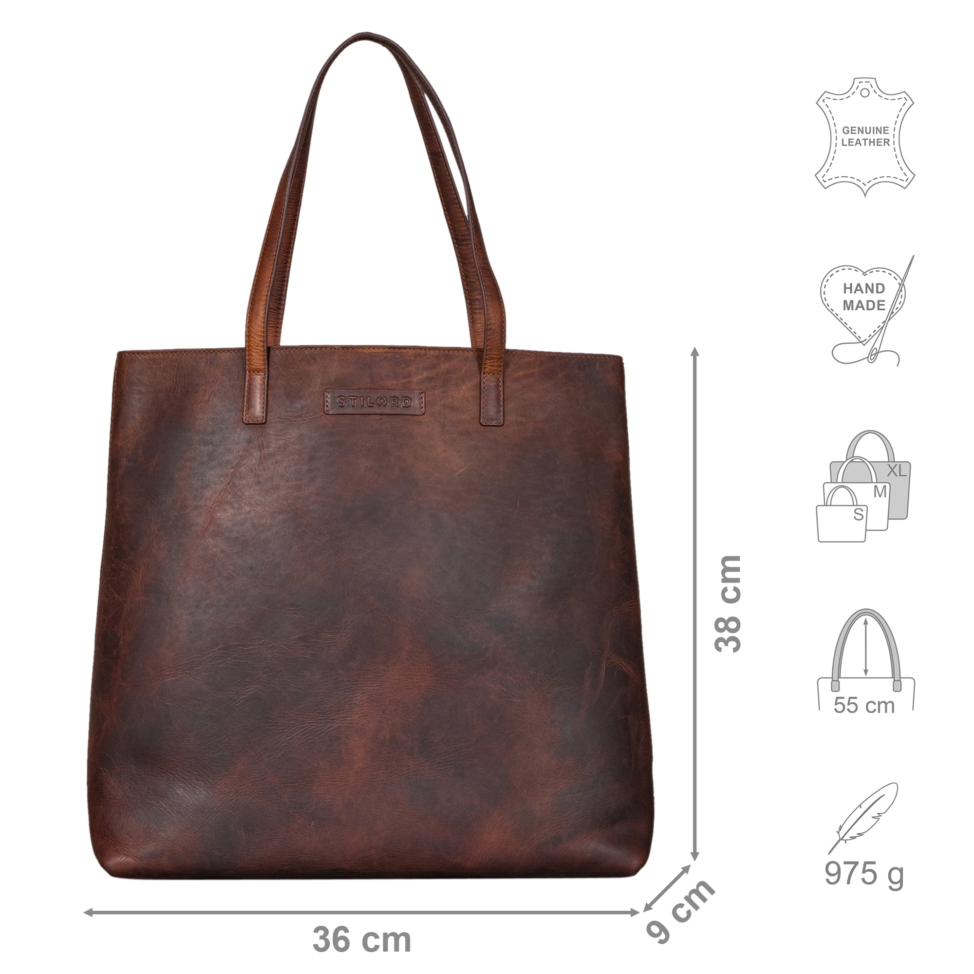 Vintage Echtleder Handtasche Damen Glattleder Groß