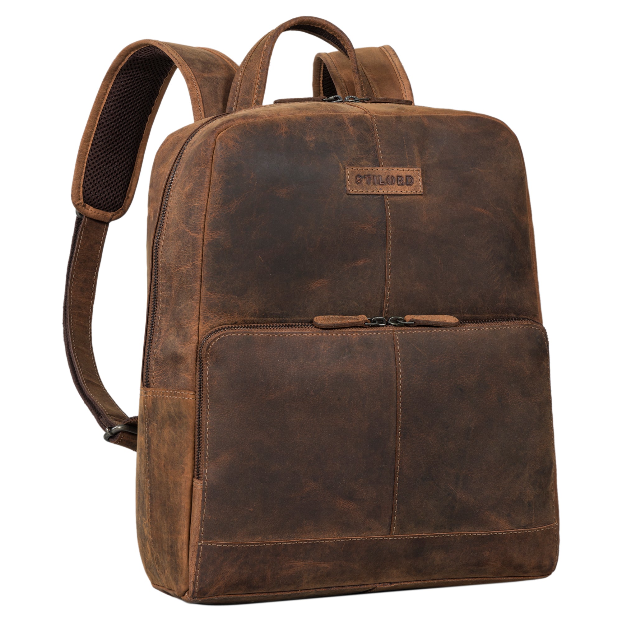 Brauner Studenten Rucksack Damen Echtleder