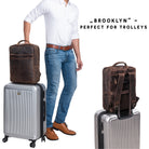 Rucksack mit Trolleyhalter groß Leder