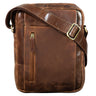 "Irving" Bolsa Vintage Couro Marrom Pequena para Ombro 10.1 Polegadas
