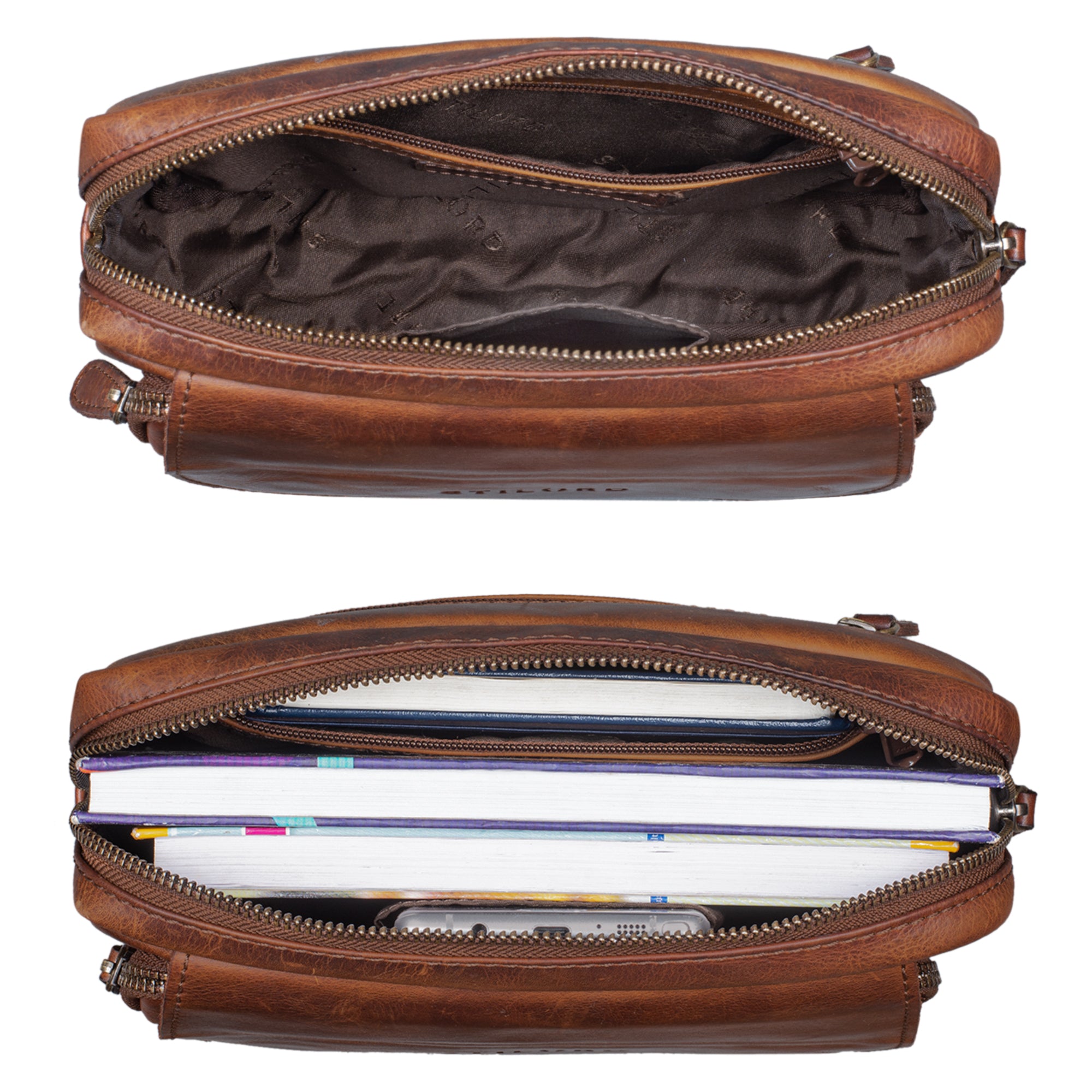 Elegante Gürteltasche Echtleder braun