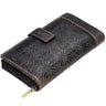 B-WARE Vintage Ladies Wallet 13 x EC Flowers Pattern Leather Brown