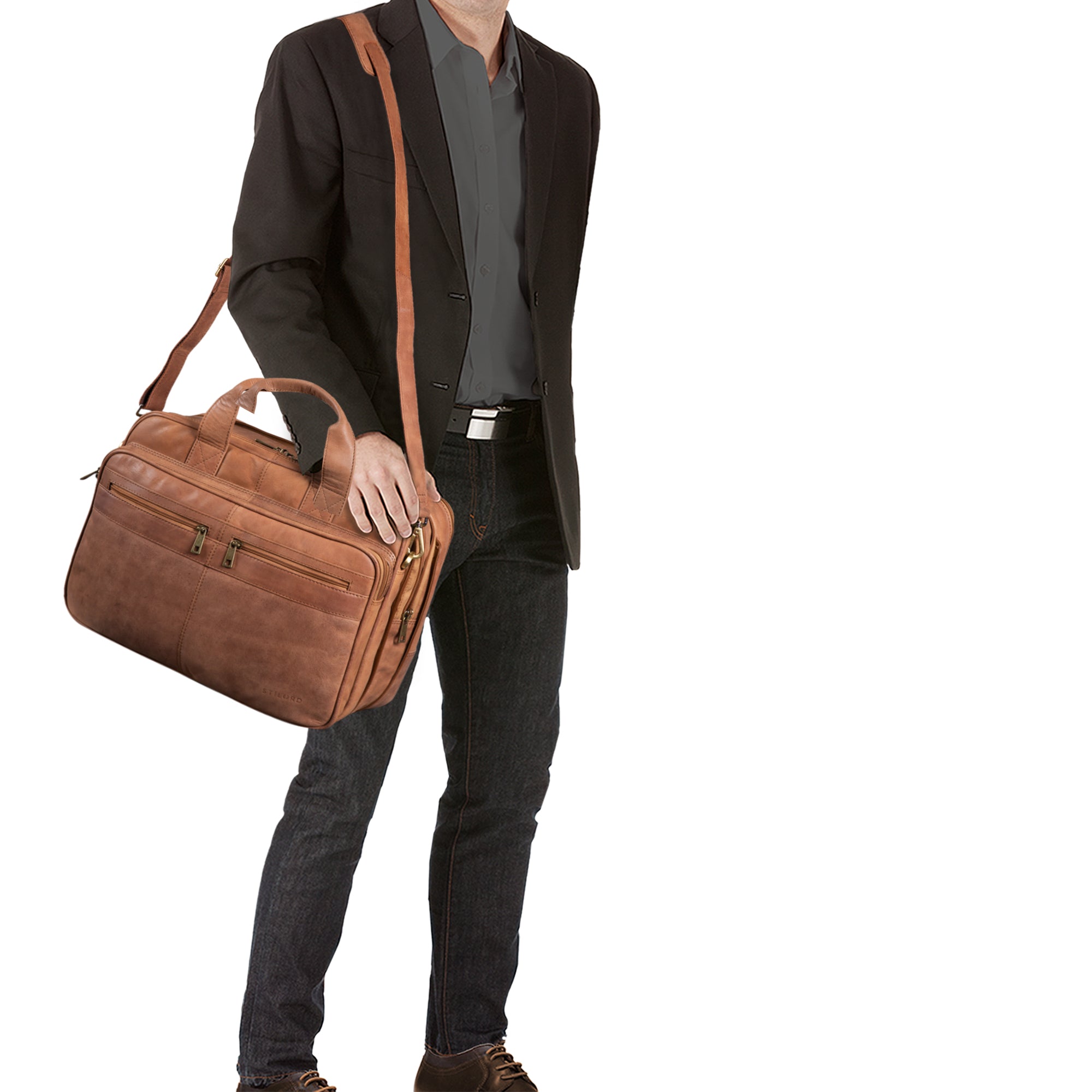 Echtleder Umhängetasche Lehrertasche Vintage braun
