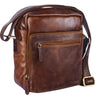 "Nathan" Pequena Bolsa Masculina de Couro Marrom Vintage para Ombro