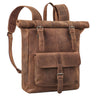 "Herakles" Mochila Premium Couro Rolltop 17" para Laptop Grande Vintag