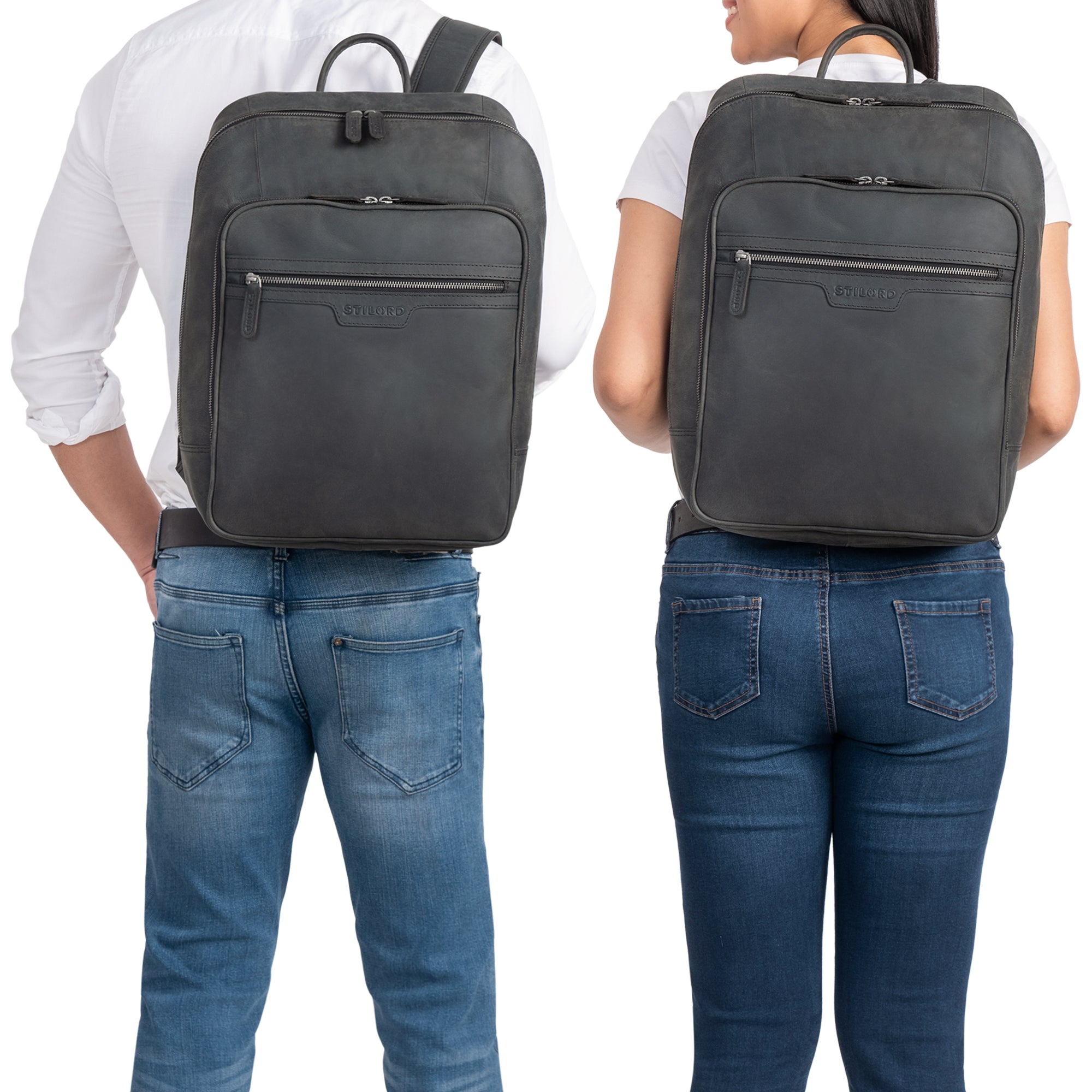 Vintage Design Lederrucksack grau