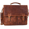 "Toledo" Pasta Vintage em Couro Genuíno Masculina com Compartimento para Laptop 15,6 Polegadas