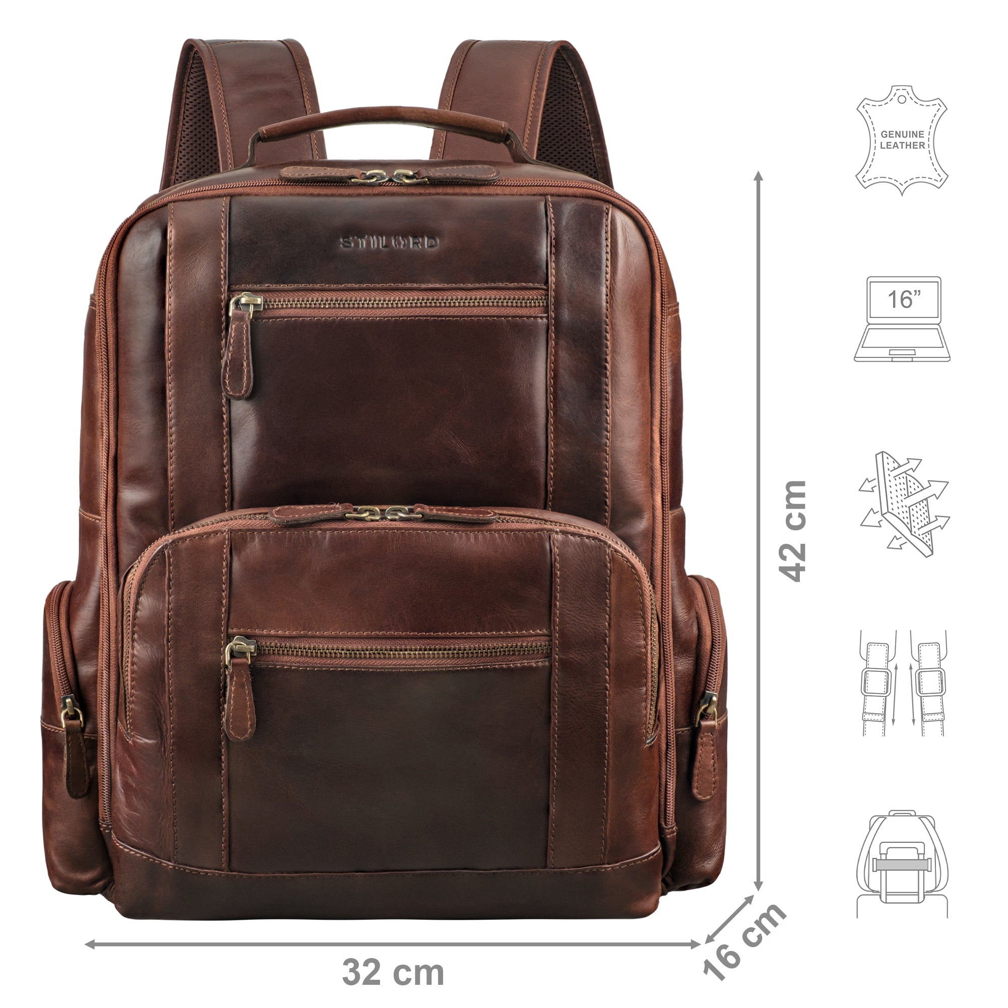 Leather Backpack braun