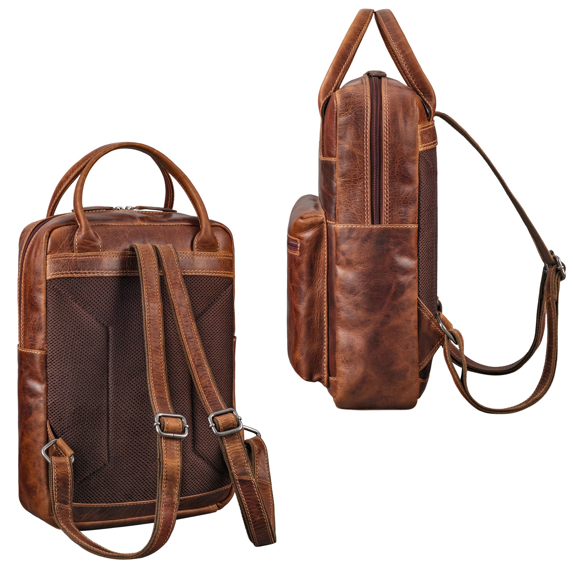 damen rucksack echt leder  braun