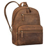 Kleiner Leder-Rucksack Damen mittel-braun mit gepolsterten Tablet-Fach 10,9 Zoll