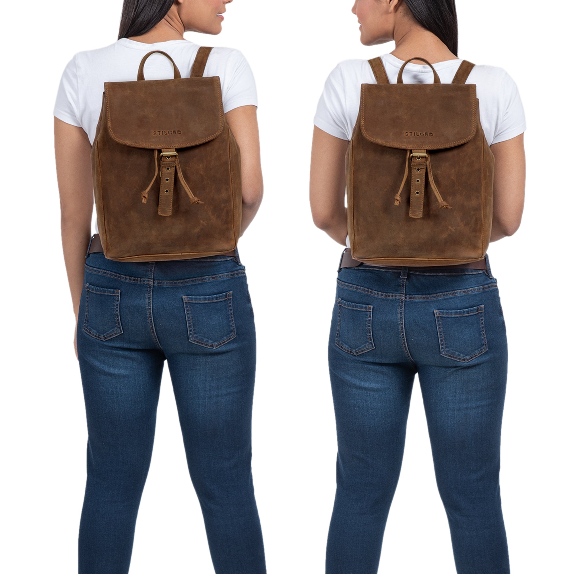 Braun Echtleder Rucksack Damen