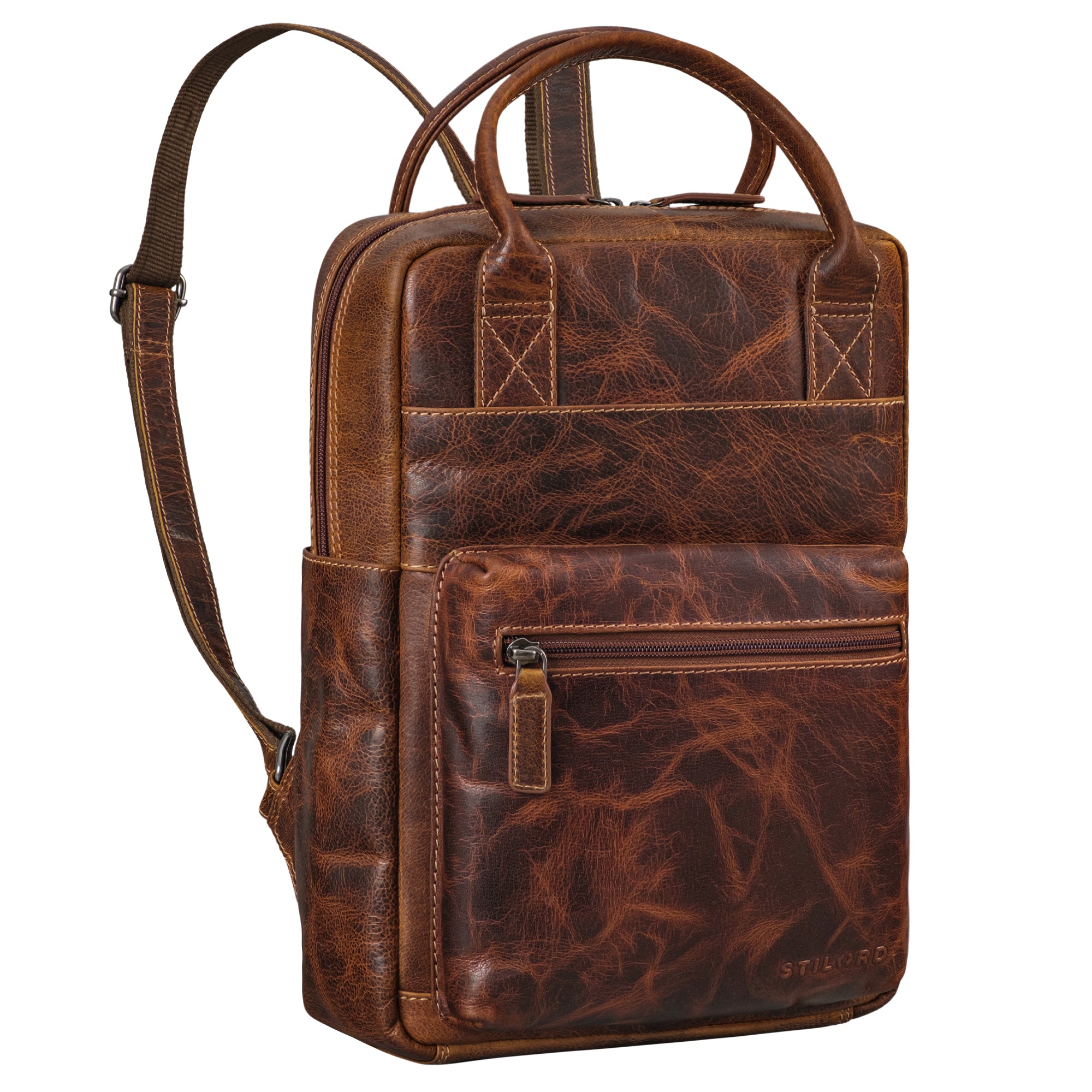 damen rucksack echt leder  braun