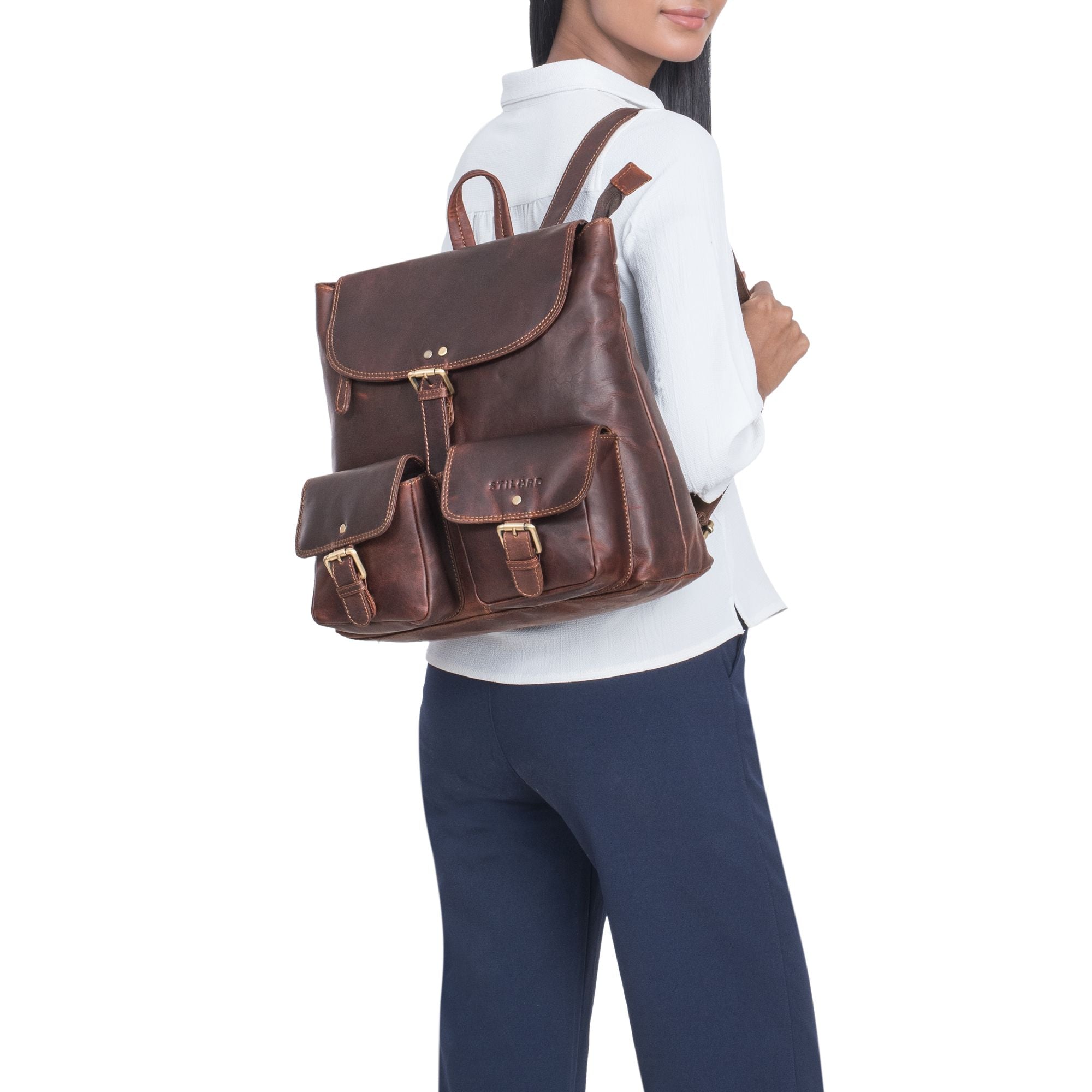 Damenrucksack Leder braun