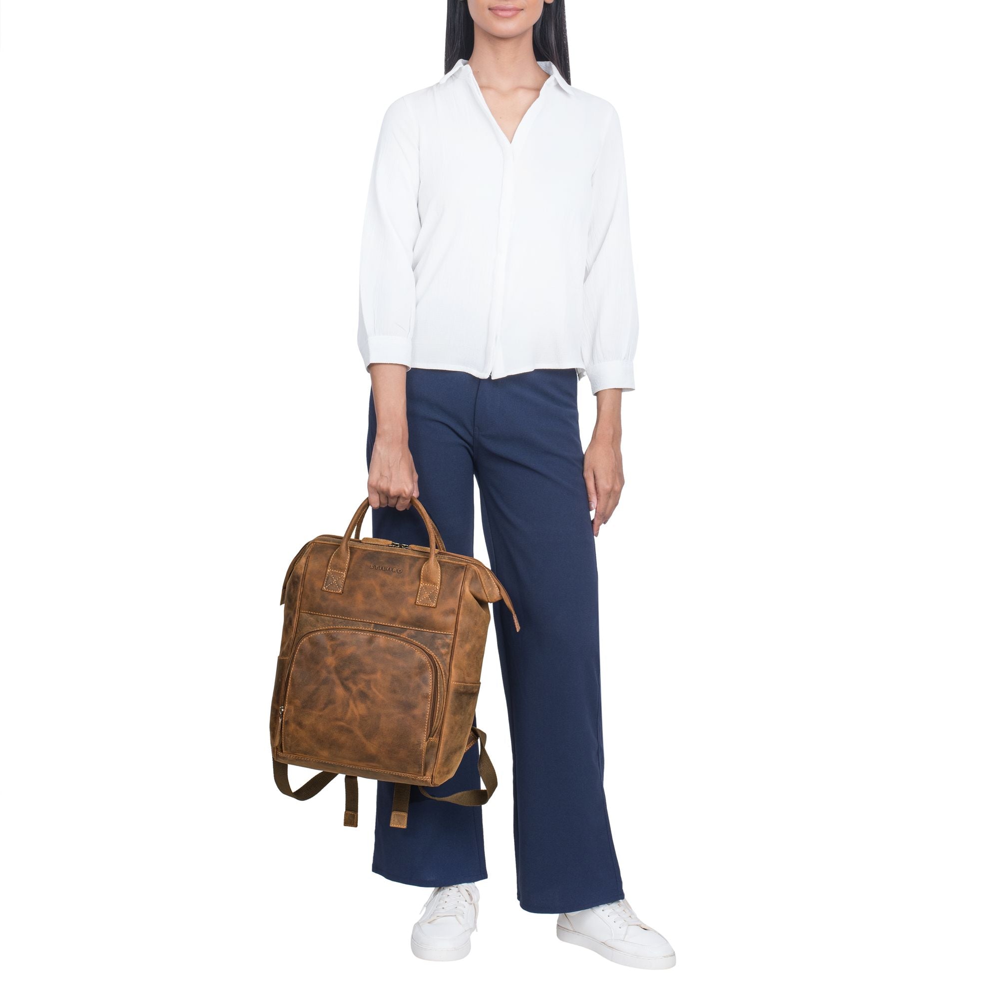 Lederrucksack Damen braun