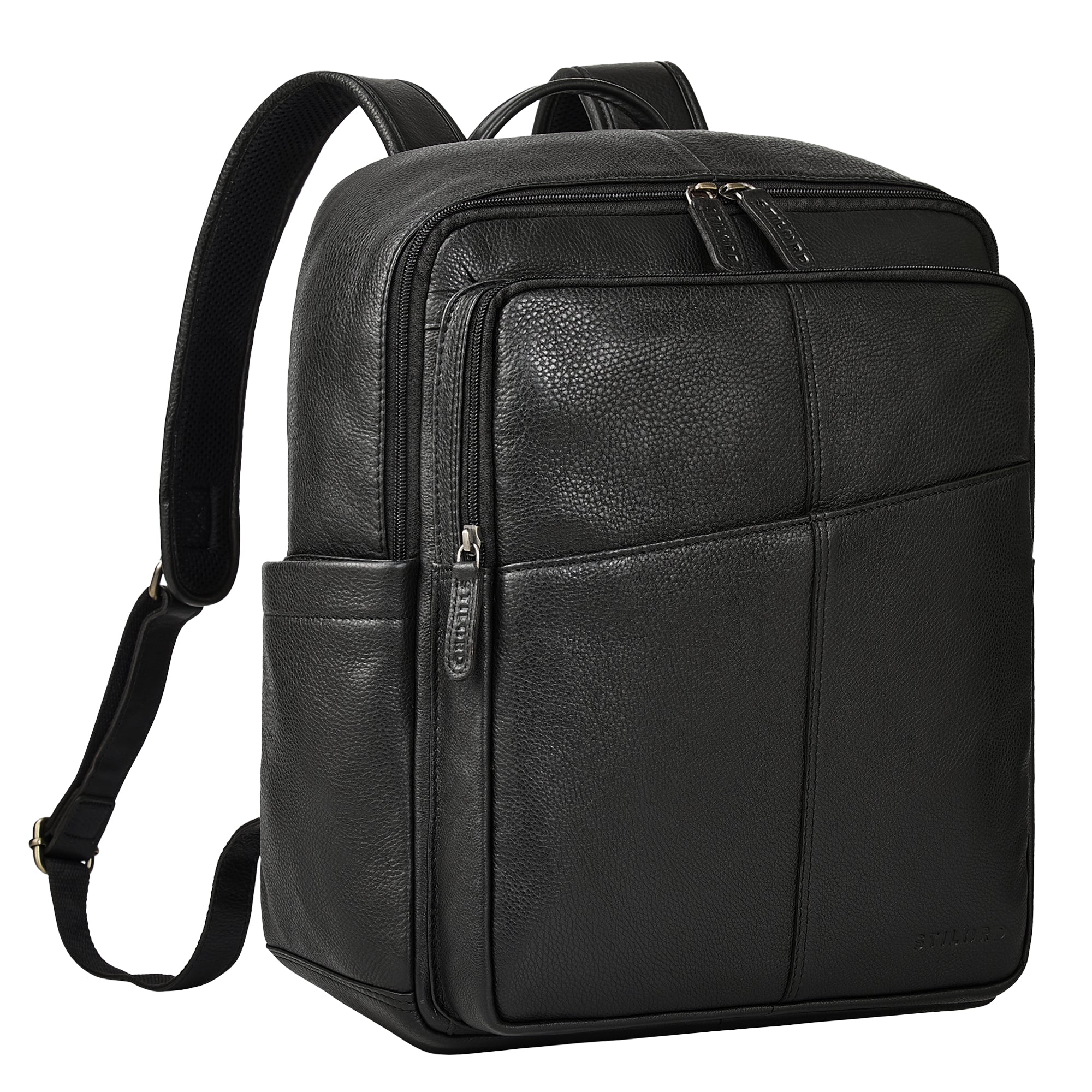 Lederrucksack Herren schwarz für 15,6 Zoll Laptop