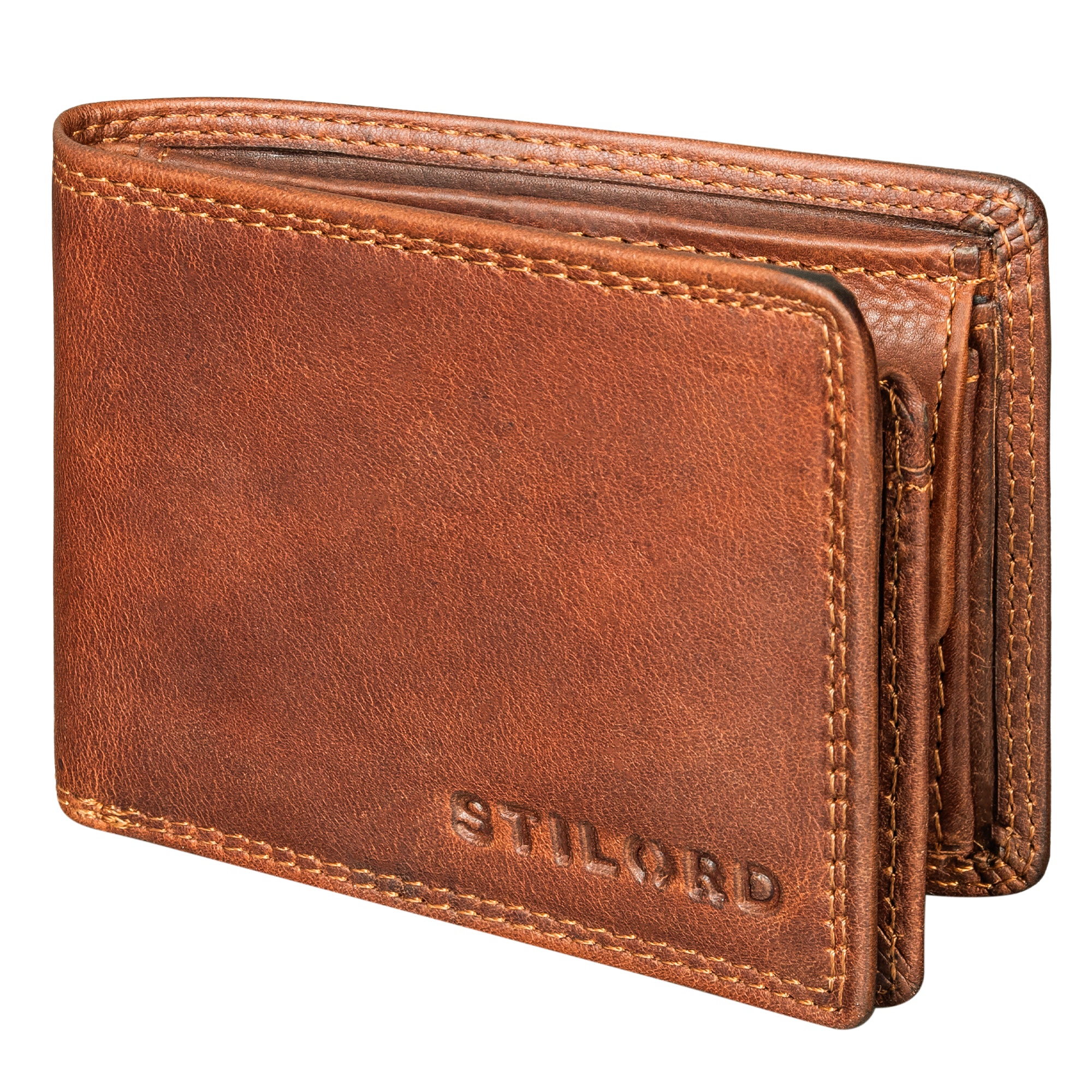 Leder Portemonnaie herren klein cognac RFID Schutz