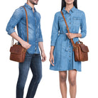 Damen Leder Schultertasche Herren Braun