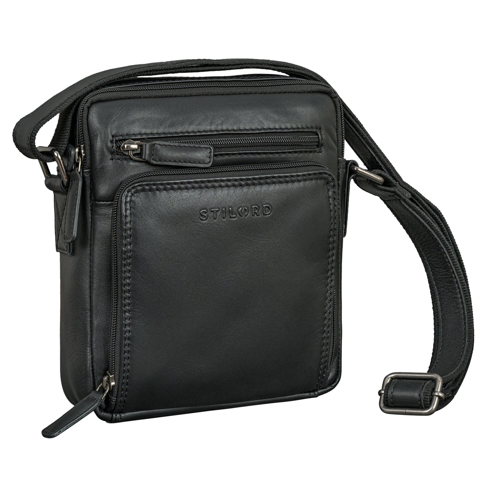 Leder Herrentasche zum umhängen schwarz