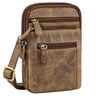 Multifunktionale 4-in-1 Kleine Ledertasche Herren Braun - Umhängetasche, Gürteltasche, Brusttasche oder mit Karabiner befestigbar