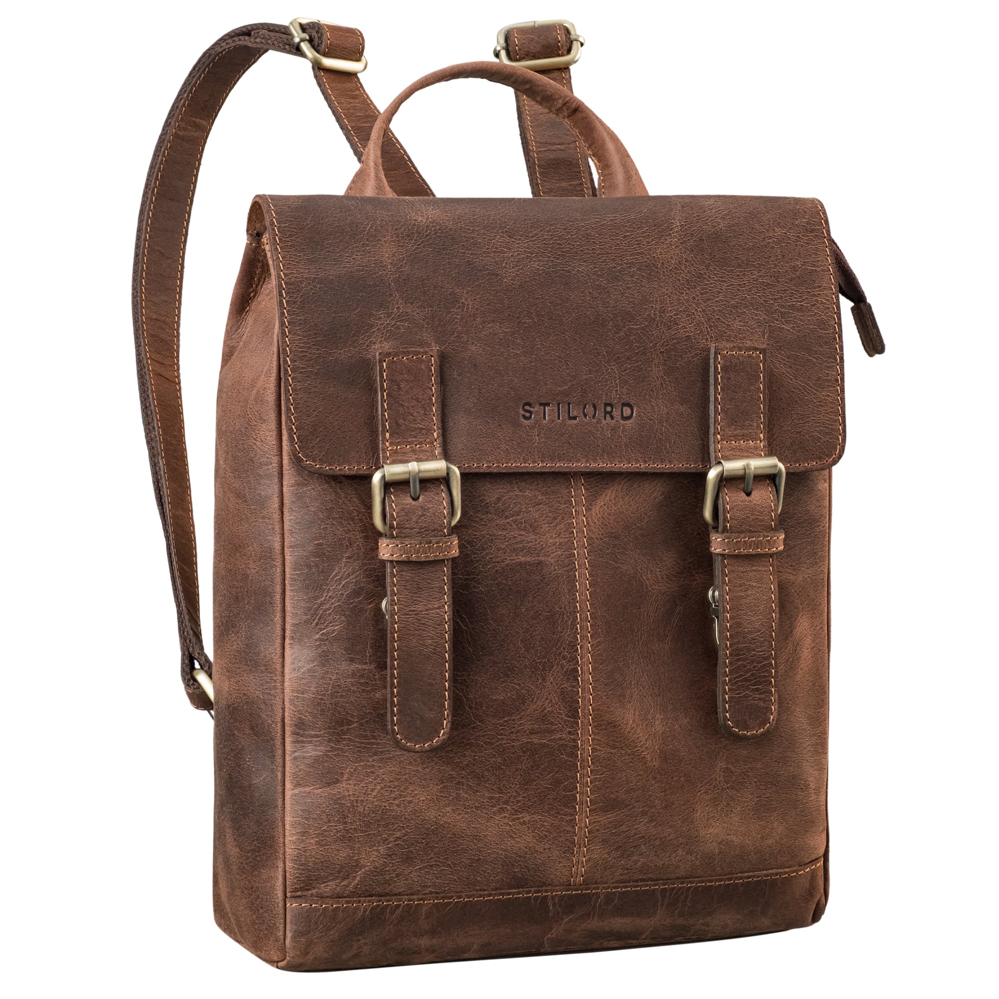kleiner leder rucksack damen braun tablet 13 zoll