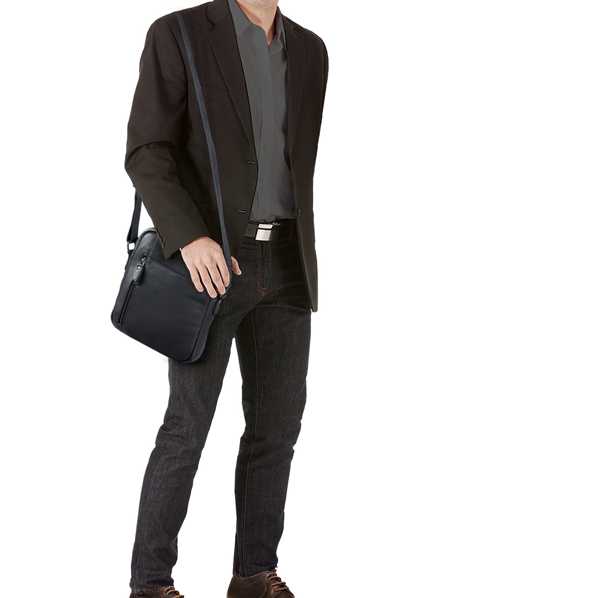 Ledertasche schwarz kompakt